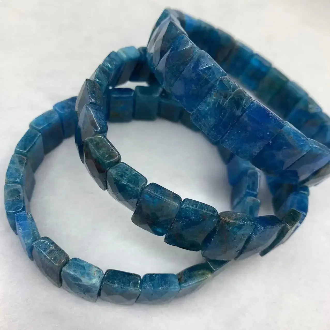 Natural Apatite Stone Beads Bracelet Natural Gemstone Bangle Charming Jewelry for Woman for Gift Wholesale 241227