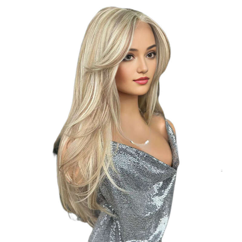 Natural Wave Bangs, Mixed Colors, Lace, Full Top Wig, Headband, High Temperature Silk Can Be Straightened And Rolled, Wavy Kq1 Kq1