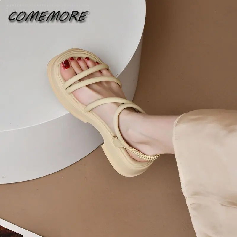 Fashion Outside Sandals Summer Womens Shoes Female Beige All-Match Non-slip Thick Gladiator Low Black Sandals s 241228