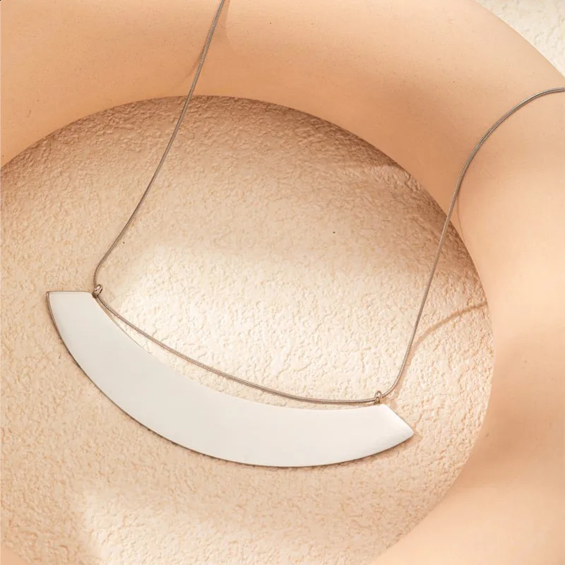 ANENJERY 316L Stainless Steel Geometric Metal Necklace Earring for Women Simple temperament Party Jewelry Set 241226