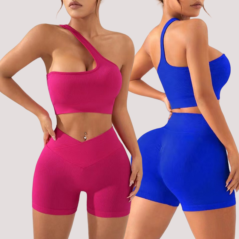 High quality women's fashionable tight shorts yoga set high waist exercise gym wearing elastic peach hip compression pants outdoor tight pants ju