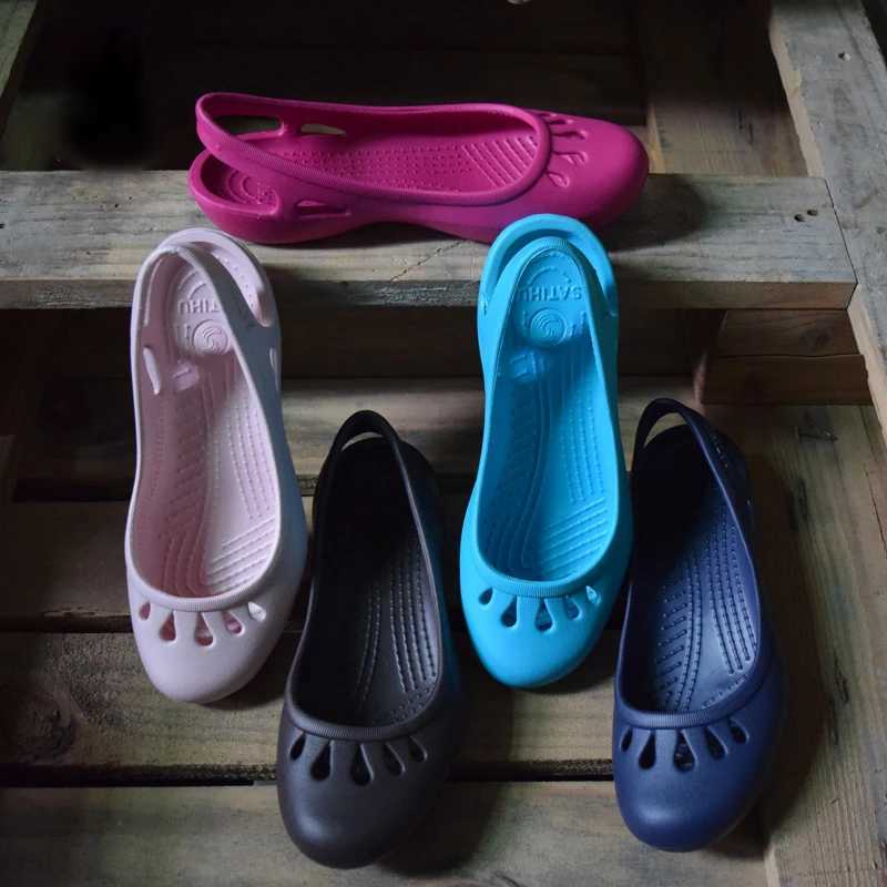 Certified Satihu Summer New Lightweight Anti Slip Hole Shoes Clog For Womens Flat Bottom Sandals Nurse Outdoor Beach Jelly M241227