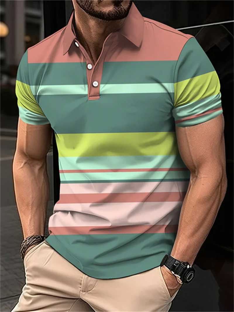 2024 new short sLeeved 3D digital printed summer collar photo shirt shirt suitable for mens business and casual tops X241228