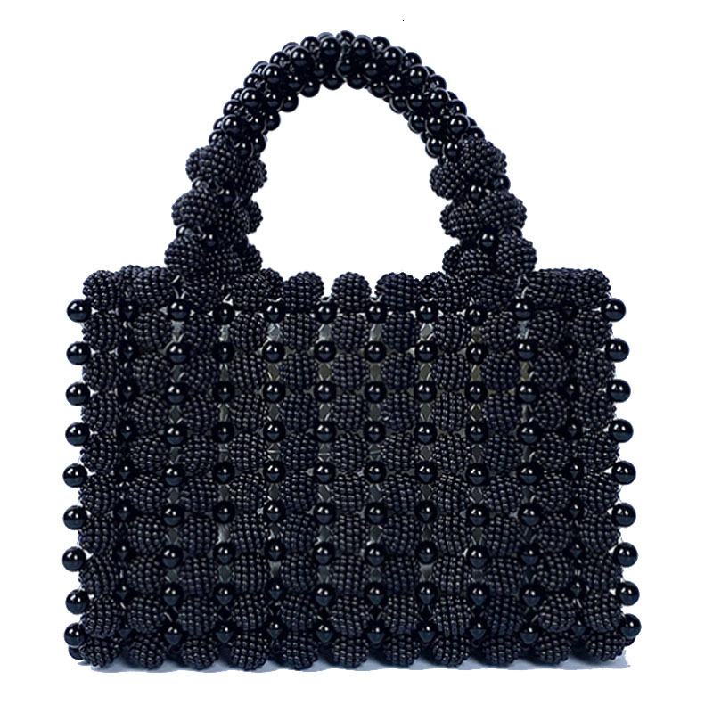 Design Pearl Evening Handbag Handmade Woven Casual Women Fashion Beading Small Square Bag