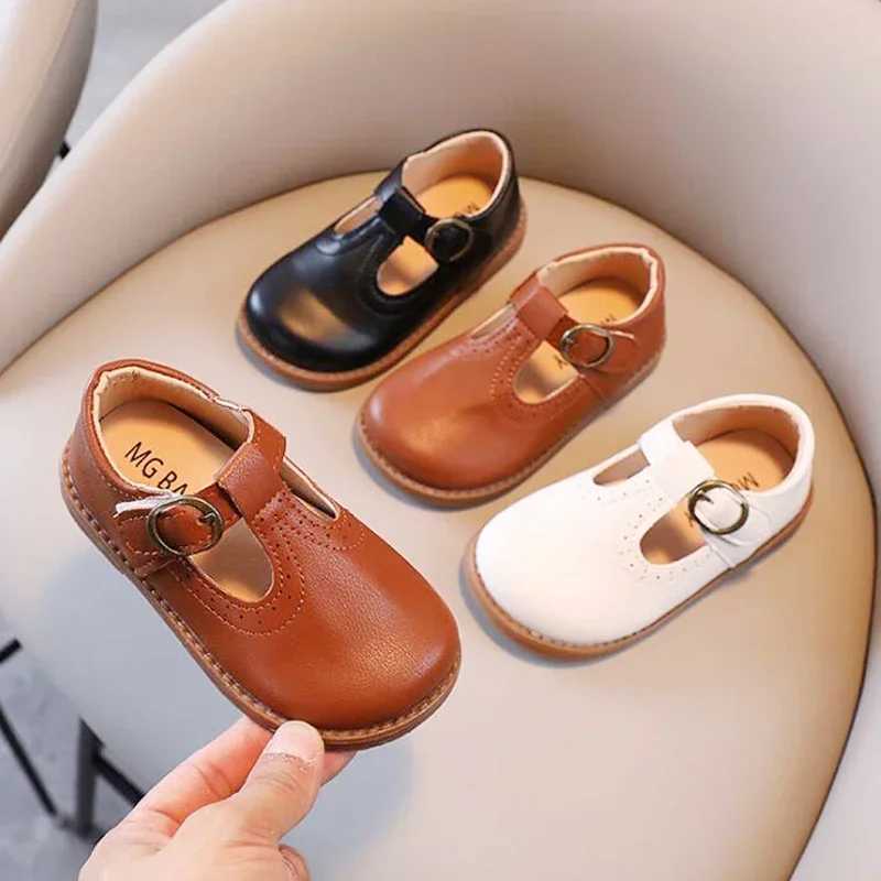 Childrens Mary Jens UK Sled T-Shape Strap Tri Color Retro 21-30 Little Girl Leather Shoes Full MTach School Childrens Apartment W241228