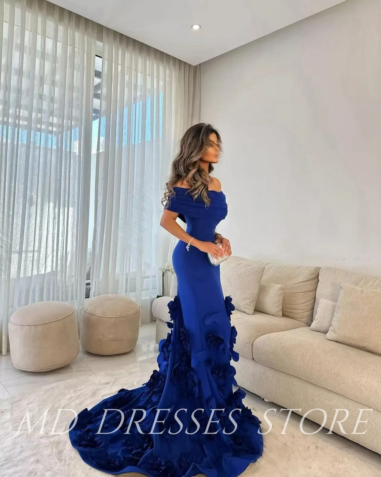 MD 2025 Elegant Sheath Evening Gown Dress Off The Shoulder With 3D Flower Special occasion Dress vestidos de fiesta customised 241220