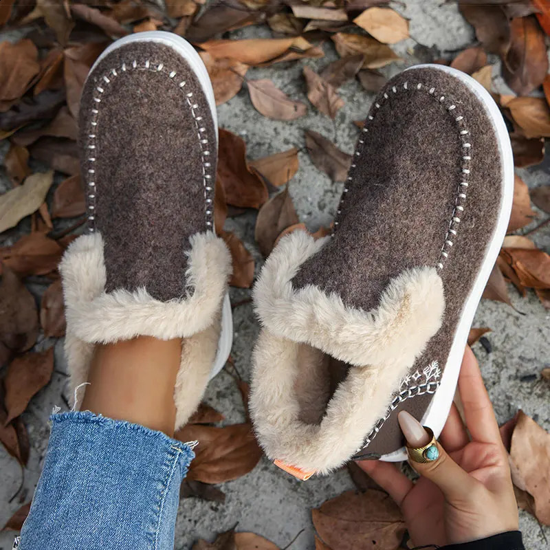 Womens Boots 2024 Women Winter Boots Fur Shoes Women Ankle Boots Snow Botas Mujer Slip On Winter Shoes Female Flat Footwear 241227