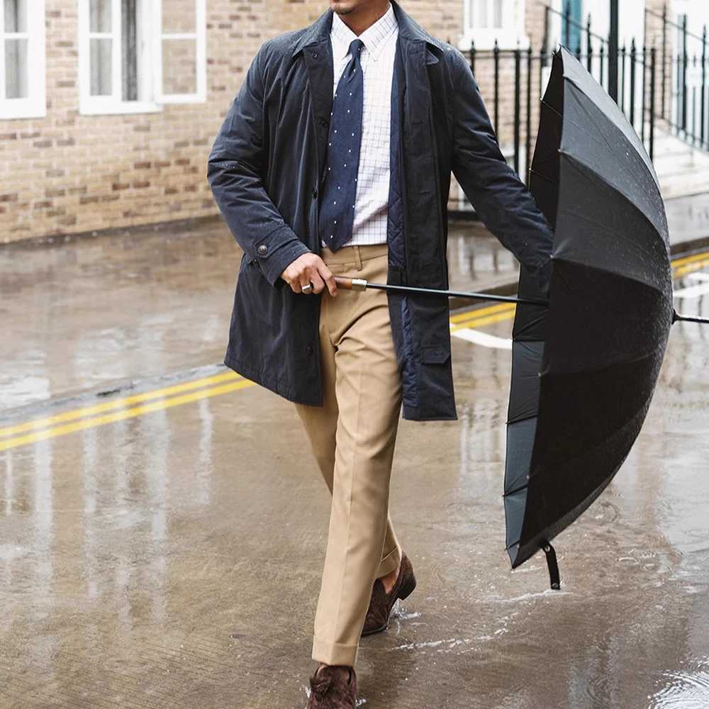 Long Padding Jackets Men Winter Trench Coat Quilted Business Casual Windbreaker Waterproof Warm Laple Mid Length Overcoat EU XXL W241228