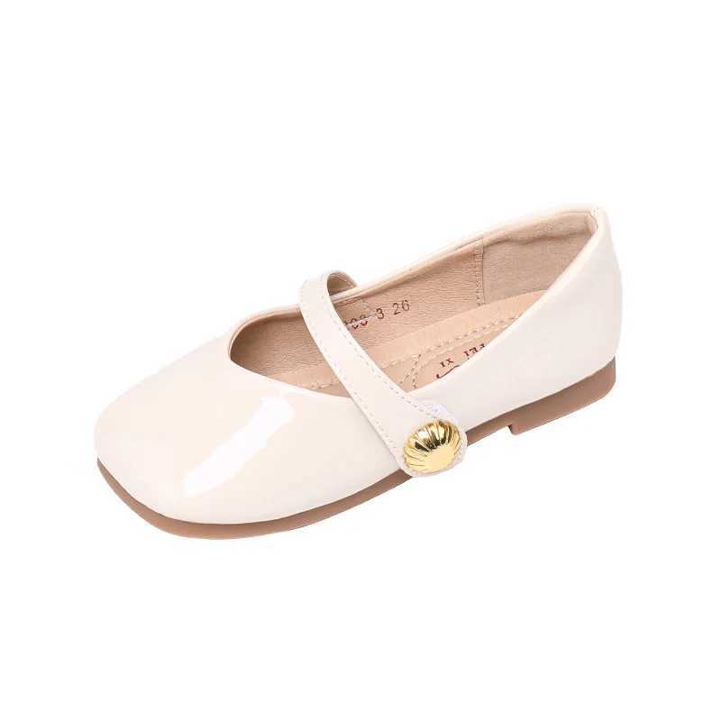 2024 Girls Leather Shoes Square Toe Elegant Shallow Kids Mary Janes Flat Sole Comfy Children Single Shoes Girls Princess Shoes W241228