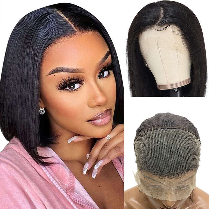 13 * 4 Natural Color Bob Human Front Lace Wig Real Hair Headband Kq2 Kq2