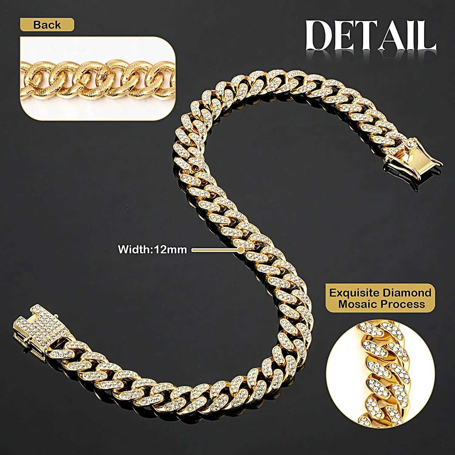 Luxury Gold Dog Chain Necklace Cuban Chain Link Necklace for Small Medium and Large Dogs Pet Necklace Jewelry Crystal Accessories M241228
