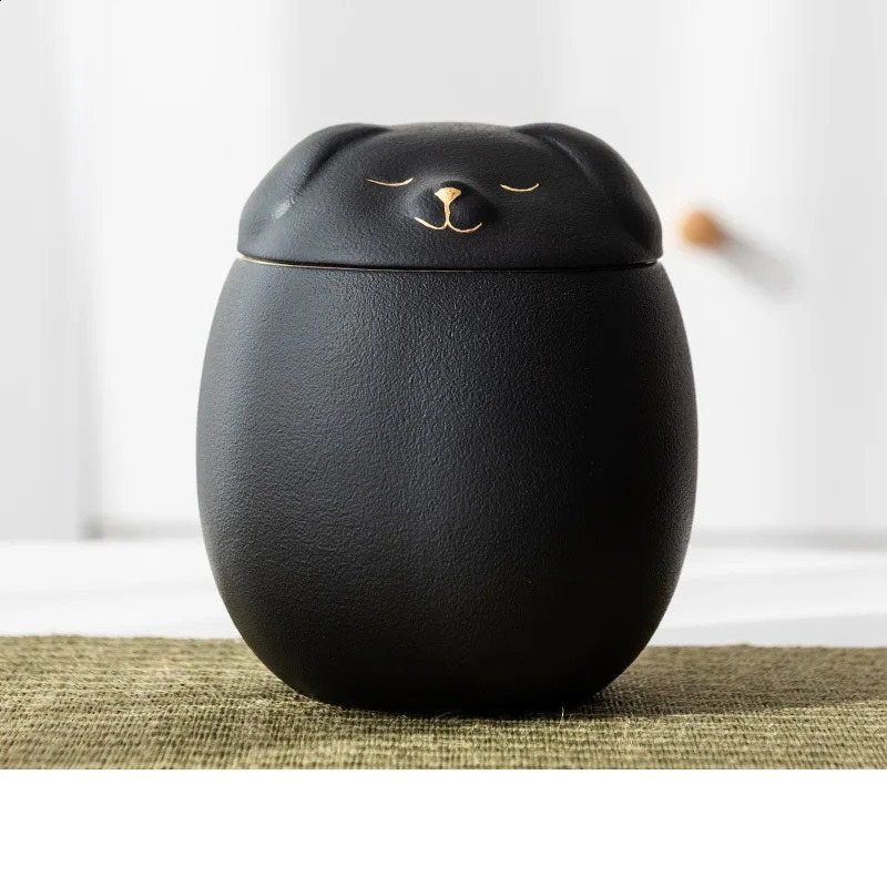 Pet Dog Urn Ashes Panda Dog Shape Memorial Cremation Urns Handcrafted Black Funeral Dog Urn 170ml 400ml 241225