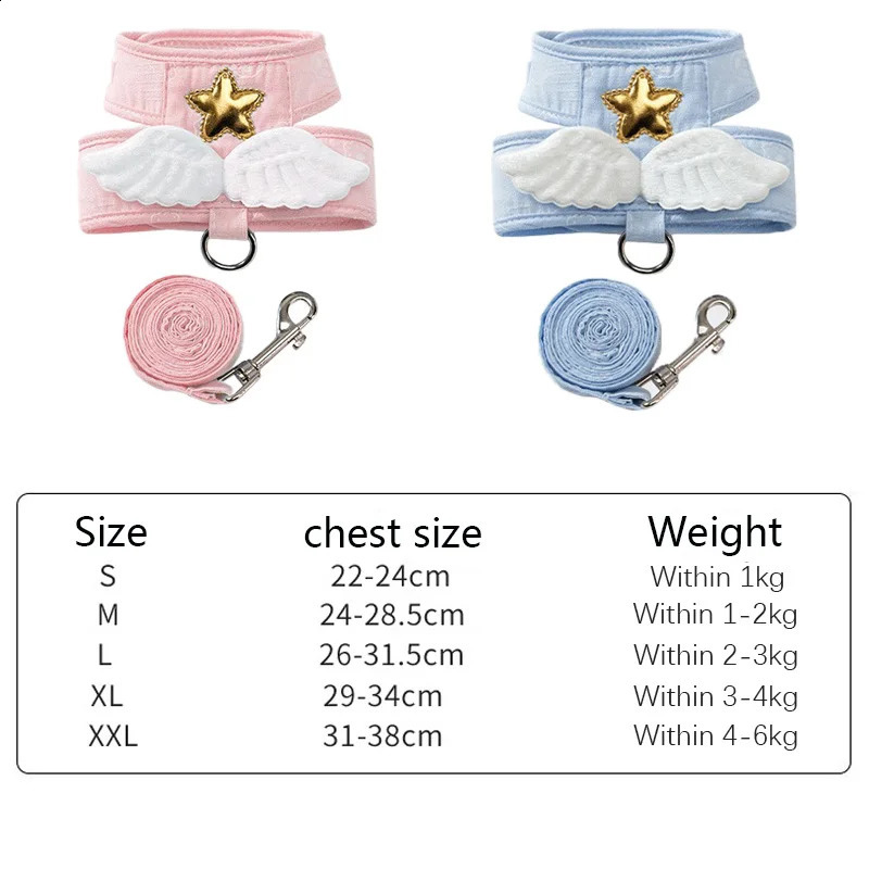 Pet Angel Wing Vest Harness with Leash Kawaii Personalized for Cat Dog Harness Necklace Accessories Cat Harness Leash 4 Season 241227