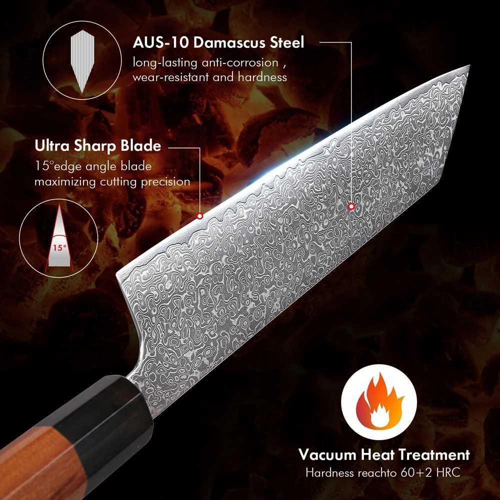 F.YOUNG 8.2-inch Japanese Kiritsuke Knife Damascus Steel Kitchen Chef Knives Sharp Professional Cleaver Hand Forged Cooking Tool Y241227