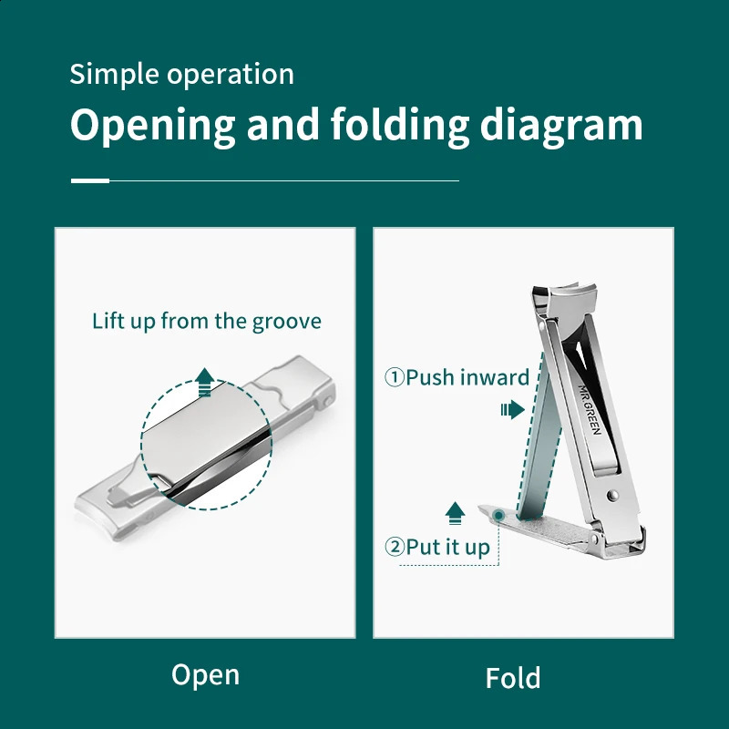 MR.GREEN Collapsible Nail Clippers Small And Thin Portable Travel Nail Scissor Stainless Steel Manicure Cutter Tools Files 241223