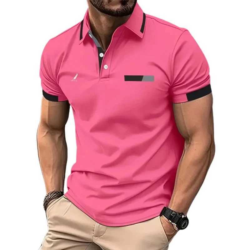 2024 Mens Casual Striped Colorful shirt Breathable Collar Short Sleeve shirt Shirt Mens Fitness Training Clothing X241228