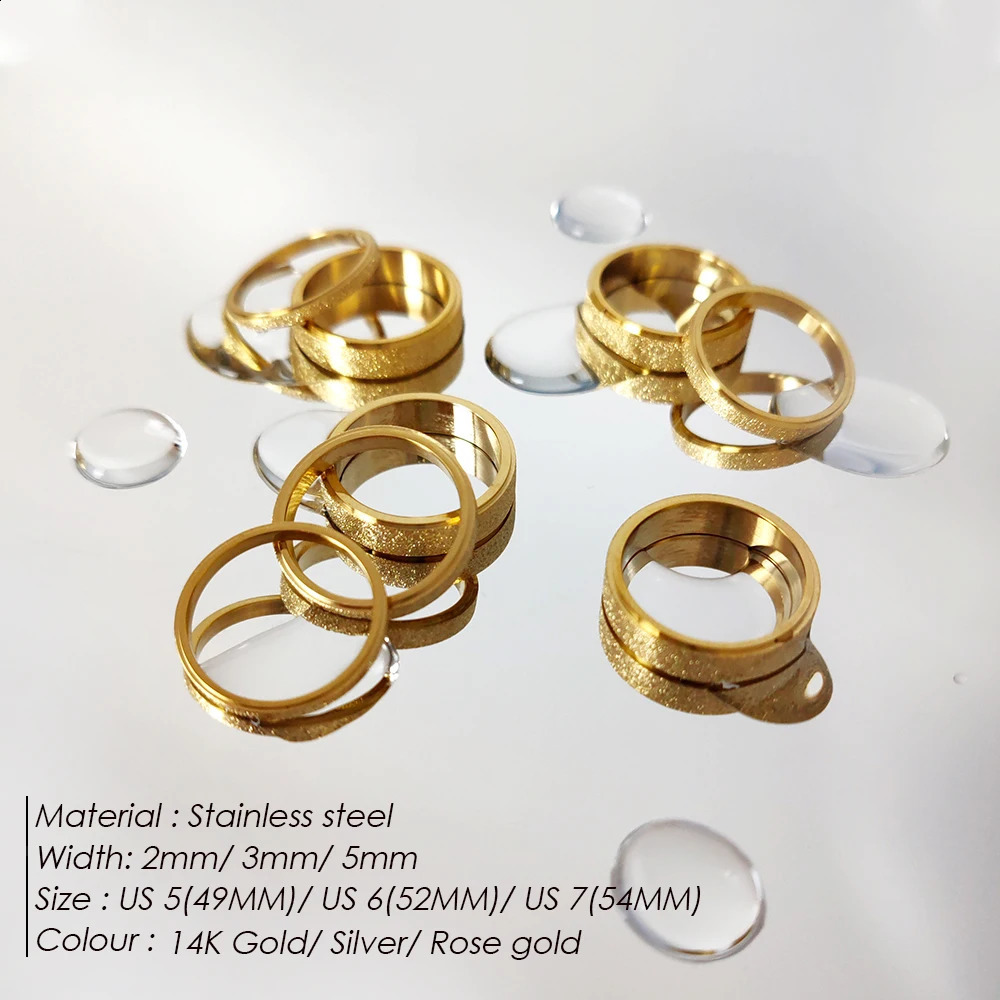 highquality simple frosted stainless steel womens ring 235MM wide gold suitable for girls jewelry 241210