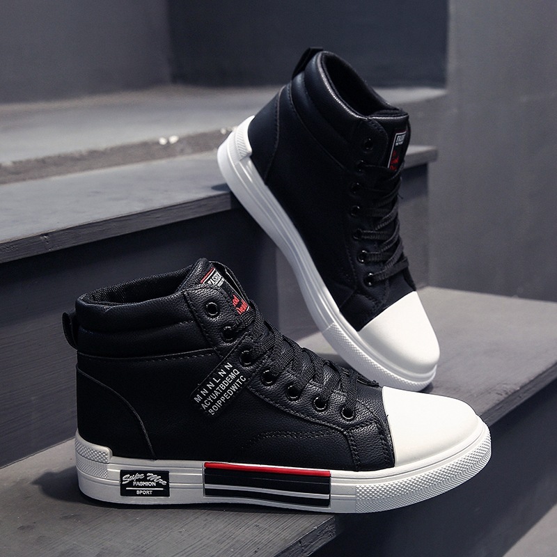 Canvas Autumn Leather Fashion new High-Top for Men Non-Slip Male Sneakers Flat Tenis Shoes Zapatillas Hombre