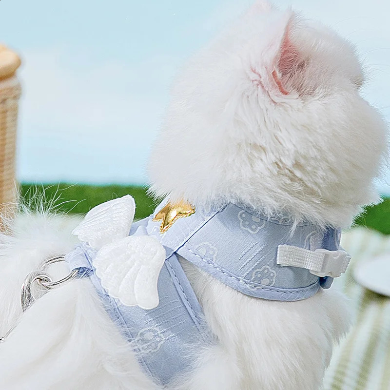 Pet Angel Wing Vest Harness with Leash Kawaii Personalized for Cat Dog Harness Necklace Accessories Cat Harness Leash 4 Season 241227