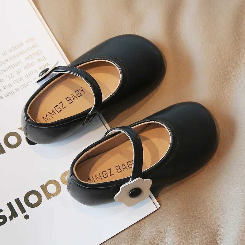 New 2024 Autumn Winter Princess Shoes Grils PU Leather Shoes Kids Fashion Flower Perform Casual Shoes Children Flats Size 21-30 W241228