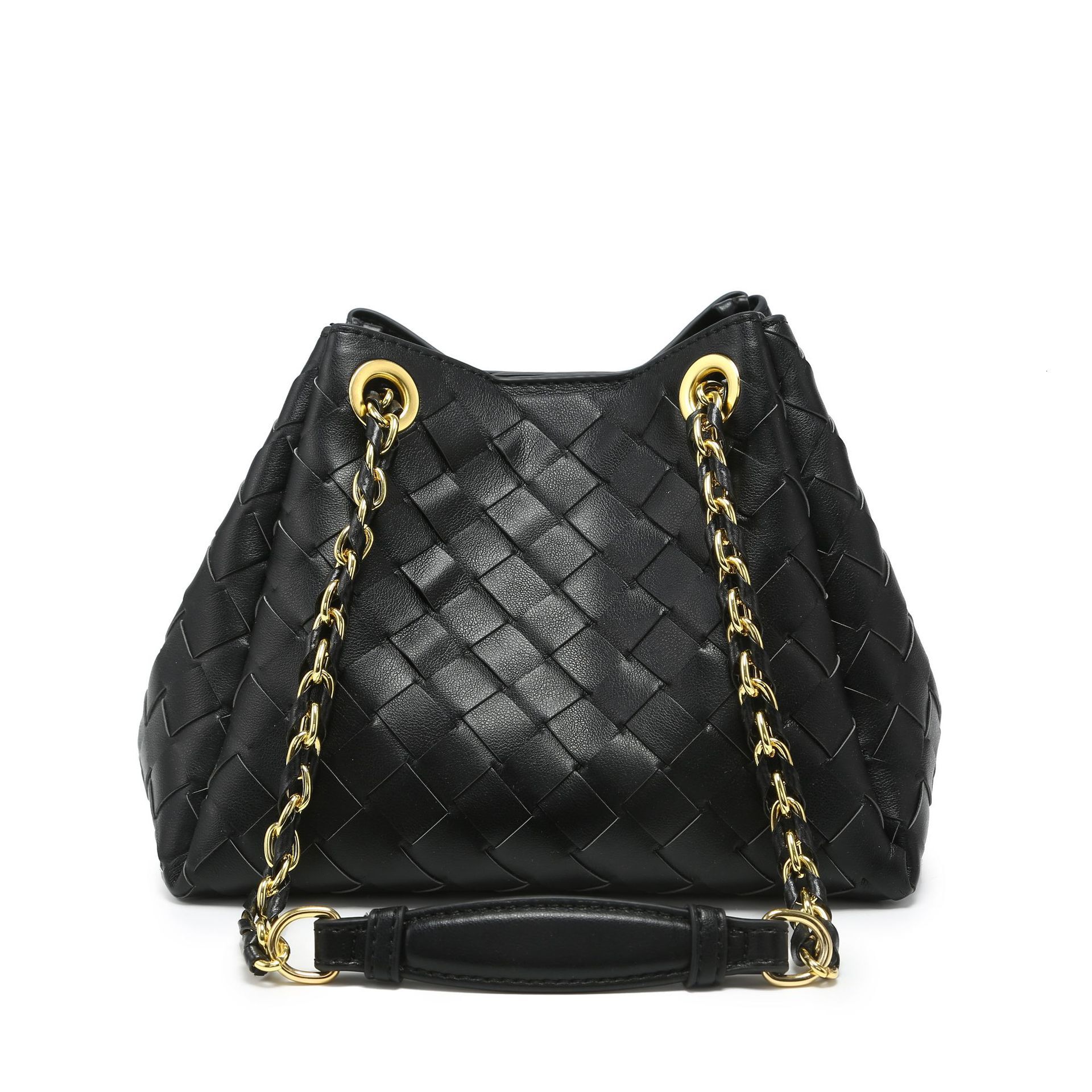 Bag Woven Metal Rope Buckle Shoulder Hand-Held Commuting Bucket Bag, Versatile And Fashionable Parachute Bag For Women