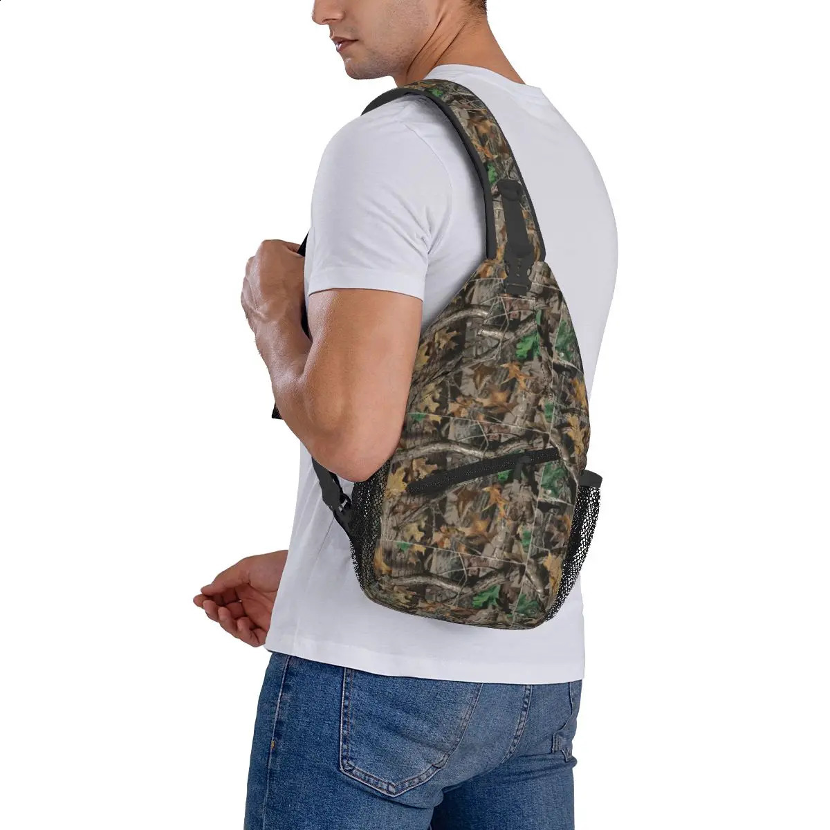 Real Tree Hunting Camo Camouflage Military Sling Backpack Sling Bag Hiking Chest Bag Daypack Men Crossbody Backpack Shoulder Bag 241228