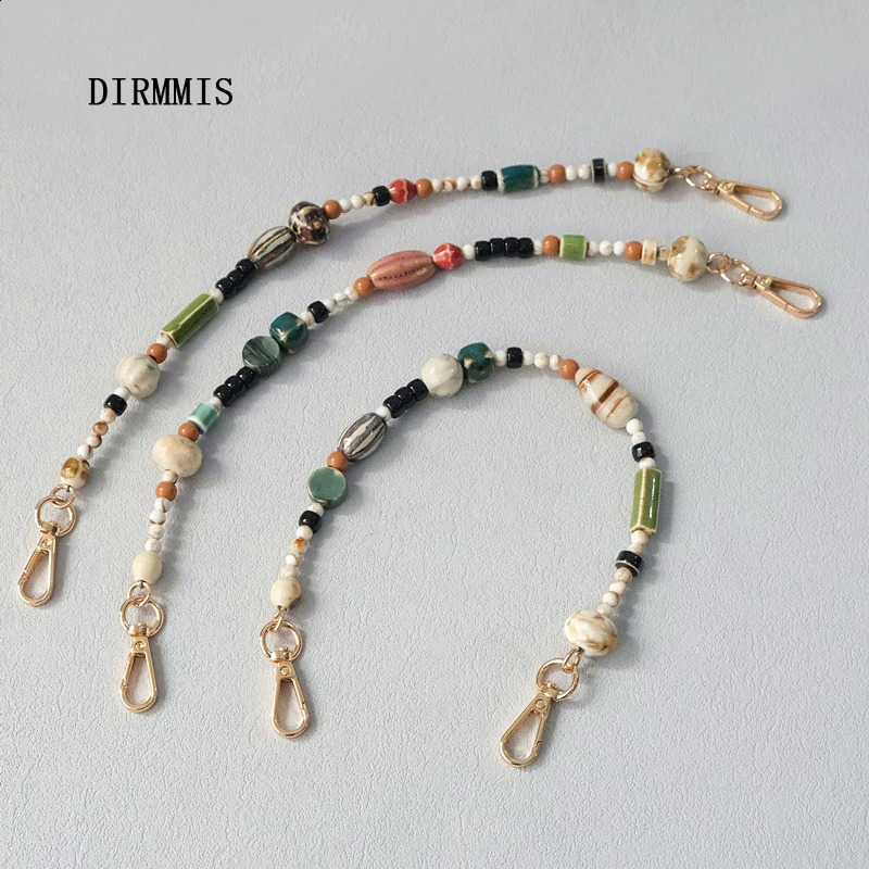 Fashion Woman Bag Accessory Detachable Ceramic Beaded Chains Cute Acrylic Strap Women Handbag Shoulder Handle Chain 241226