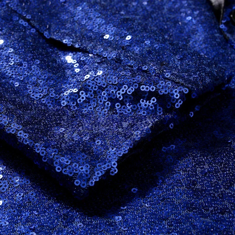 Fashionable mens sequin suit jacket black/red/silver mens business wedding party double chest evening dress jacket 241227