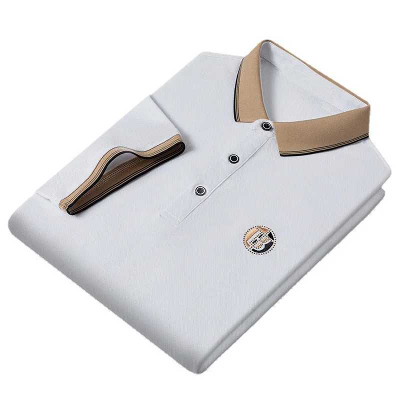 Summer new mens short sleeved casual business trend loose collar embroidered shirt shirt breathable mens top X241228