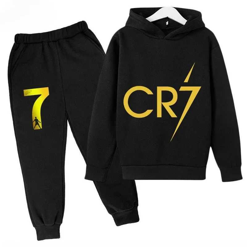 Sweatshirt Pants 2-piece Set for Boy and Girl Kid Sports Hoodie Set Ronaldo Avatar Printed Children Clothes Baby Set Sportsuit X241228