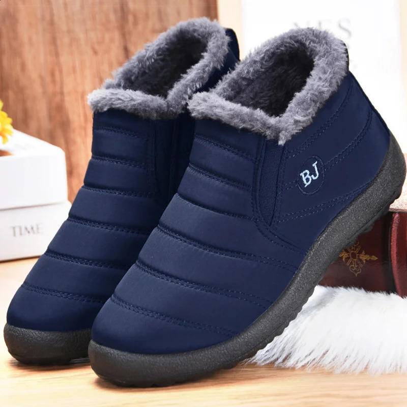 Women Boots Slip On Ankle For Winter Shoes Snow Keep Warm Fur Botas Mujer Black Short Boot Female 241223