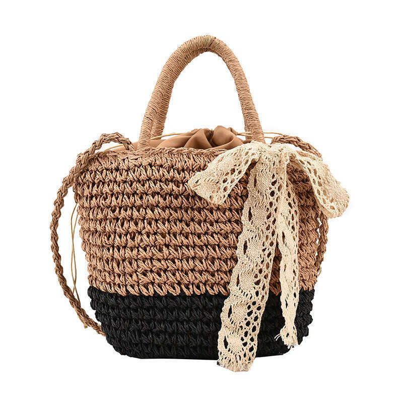 Vacation Style Grass Women's Summer New Large Capacity Woven Crossbody Bag, Hand-Held Vegetable Basket, Beach Bag