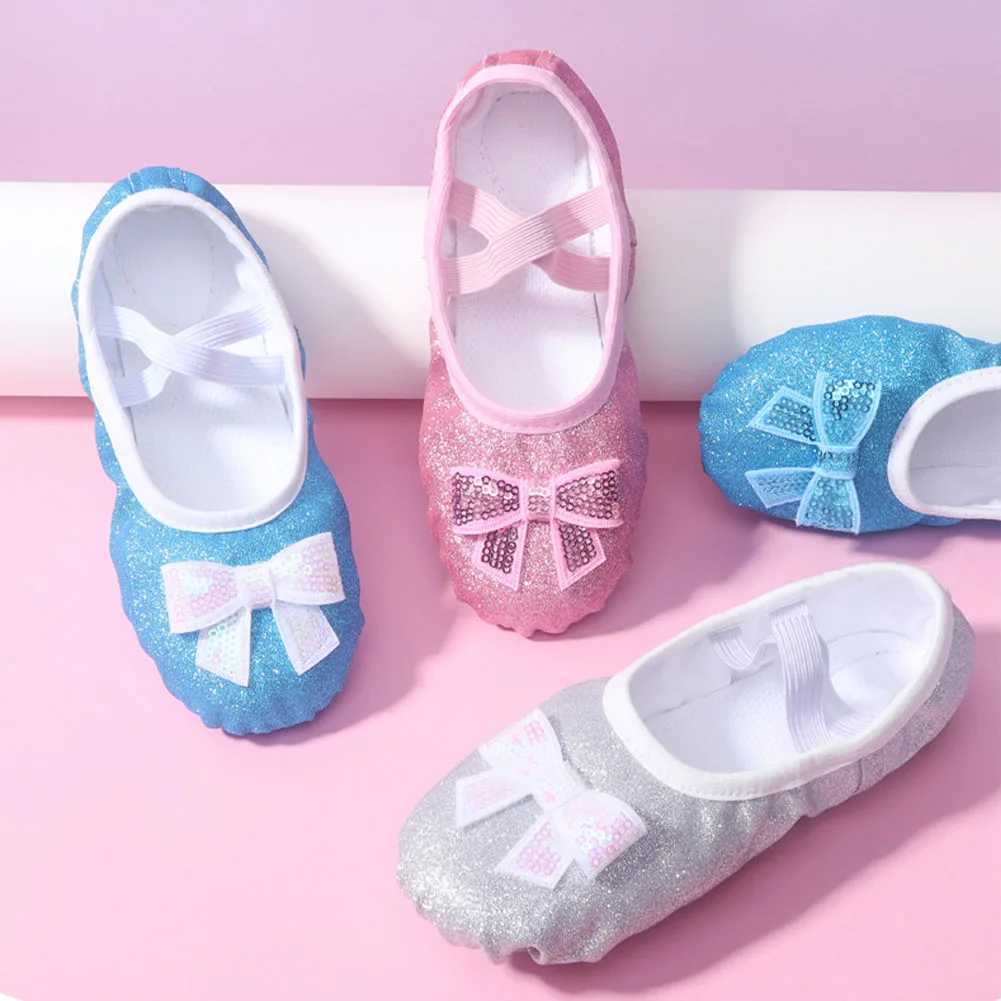 Girls ballet shoes childrens dance sliders professional canvas soft sole shiny ballet shoes girls ballet yoga gym dance shoes W241228