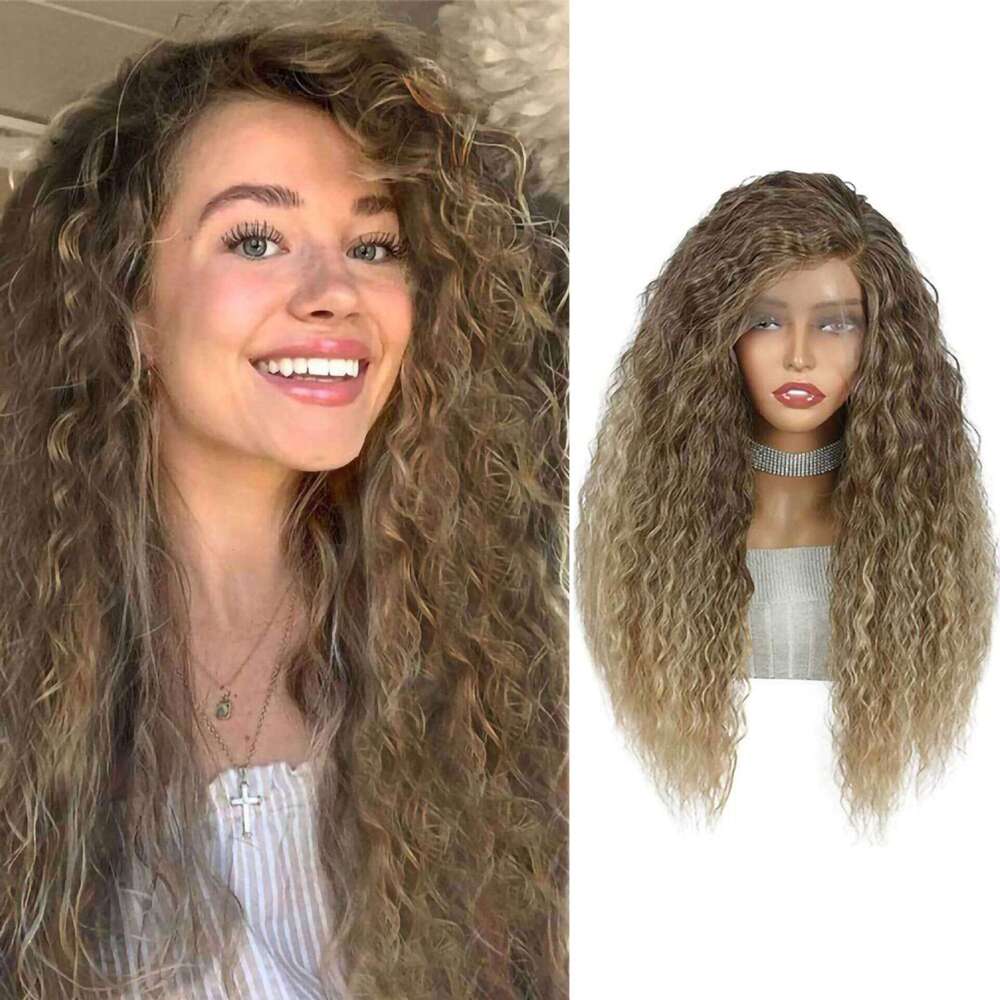 Wig Female 13 4 * 1 Lace High Headtop Long Curled Fiber Headset Boncy Curly Hair Kq2 Kq2