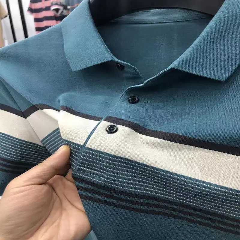 Summer Cotton Korean Smart casual short sleeved shirt shirt mens patch work board printed stripe lapel button loose top X241228