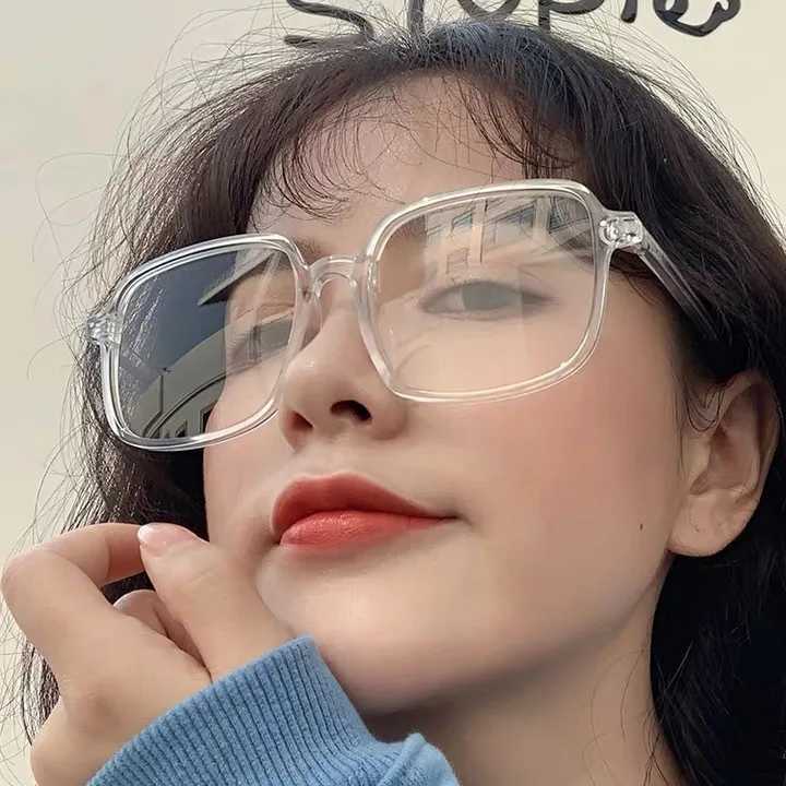 Square Polygon Frame Plain Glasses Fashion Glasses Lenses Blocking Glasses Black Transparent All Can Match Men WomenXJ241228