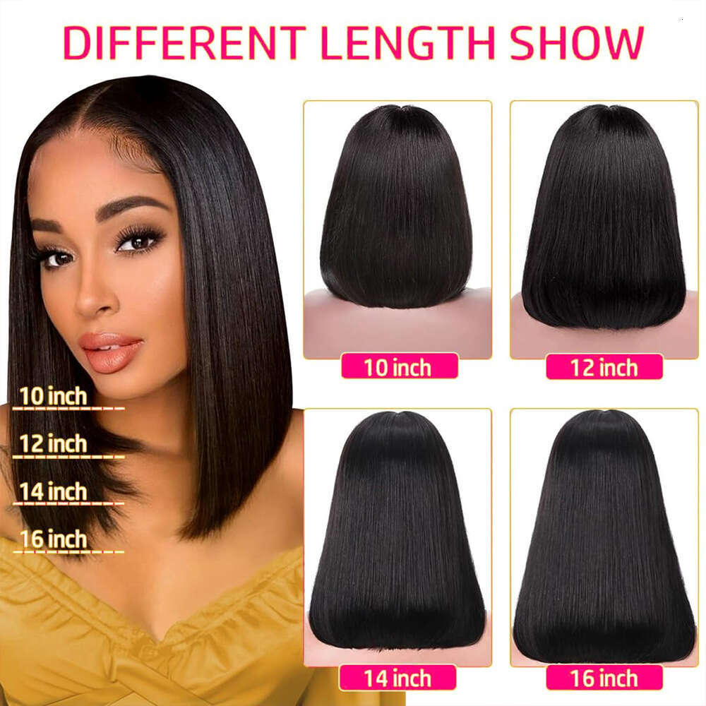 Female 13 * 4 Front Lace Wig Black Short Straight Real Hair Headband Kq2 Kq2