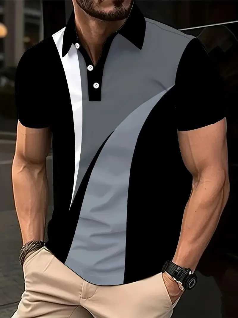 Summer New Mens Lapel shirt Shirts Striped Printed Short-sleeved Casual Business Fashion Slim Mens shirt Shirts Large Size Mens X241228