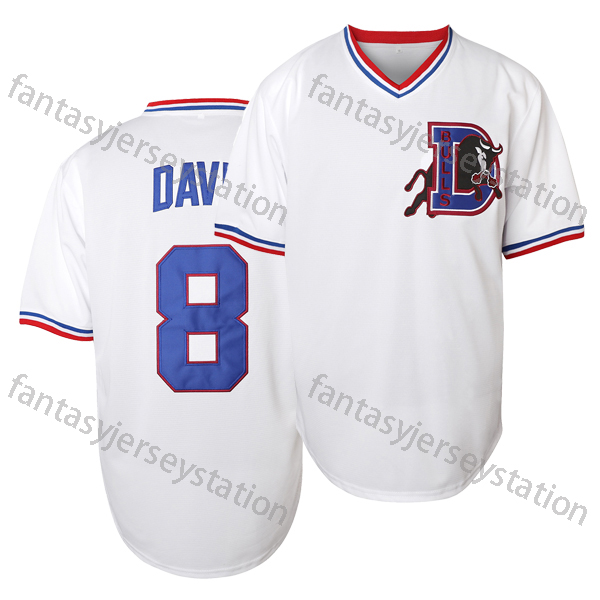 In Stock 37 LaLoosh Movie Baseball Jersey 8 Davis Jersey Mens Shirt Clothing All Stitch for Sports Size S-XXXL