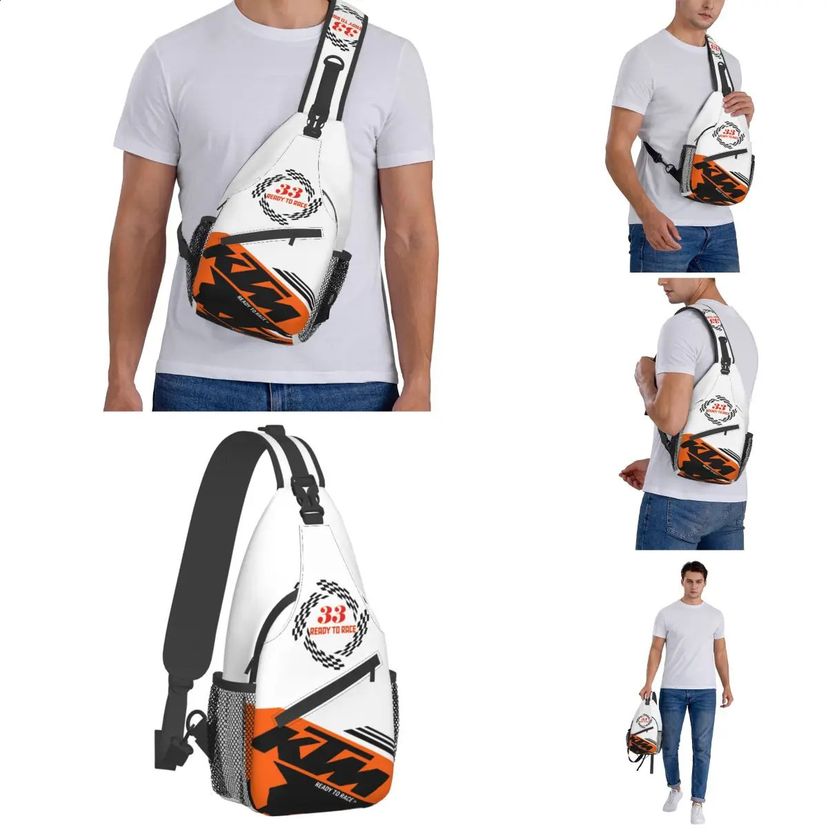 Ready To Race Crossbody Sling Bag Small Chest Bag Motard Motocross Shoulder Backpack Daypack for Hiking Outdoor Sports Pack 241228