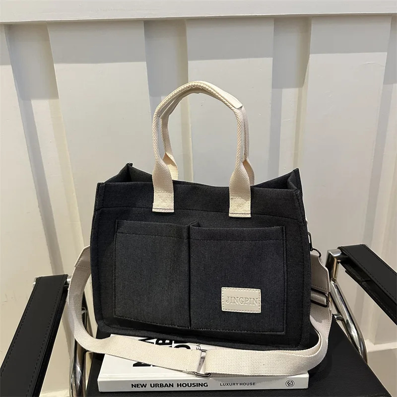 Simple Cotton And En Tote Texture Large Capacity Commuter Messenger Bag