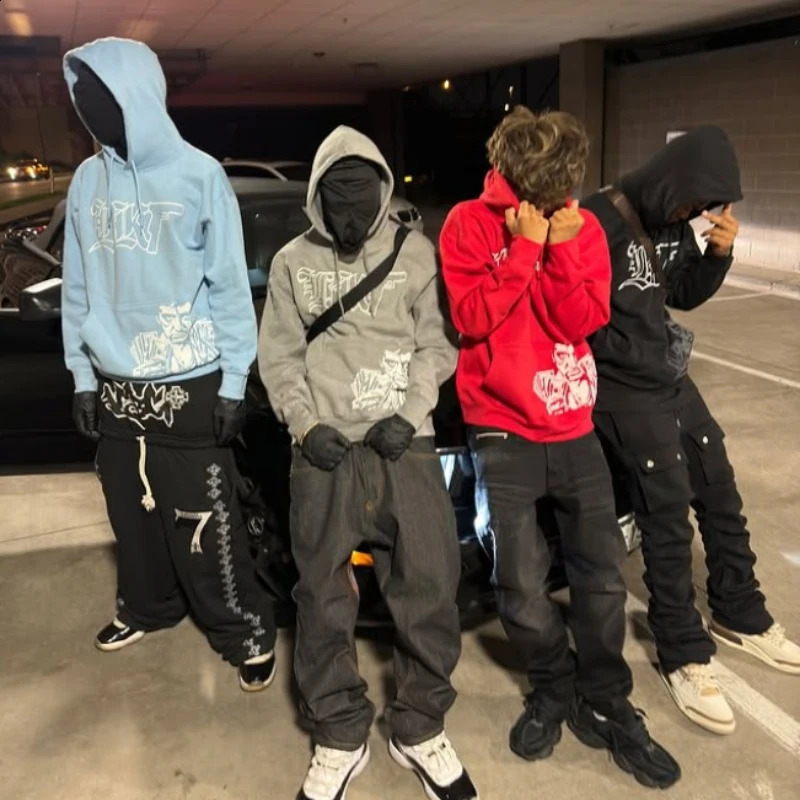 Solid color long sleeved floral hoodie mens and womens cotton pattern printed sportswear winter loose trendy street hoodie 241227