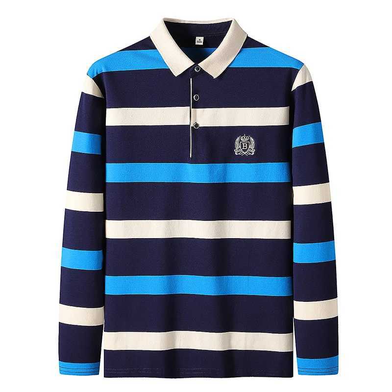 Spring mens shirt shirt cotton long sleeved striped shirt shirt mens autumn embroidered casual fashion shirt shirt business mens T-shirt X241228
