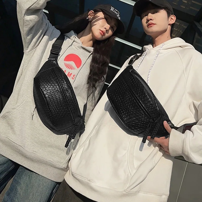 Unisex Waist Bag Large Capacity Fanny Packs Woven pattern Chest Fashion Shoulder Crossbody Bags Highquality Belt 241223