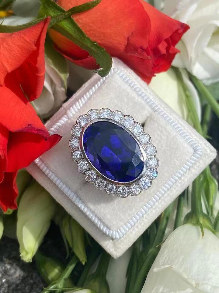 Choucong Brand Wedding Rings Luxury Jewelry 925 Sterling Silver Oval Cut Large Blue Sapphire CZ Diamond Gemstones Party Eternity Women Engagement Prin