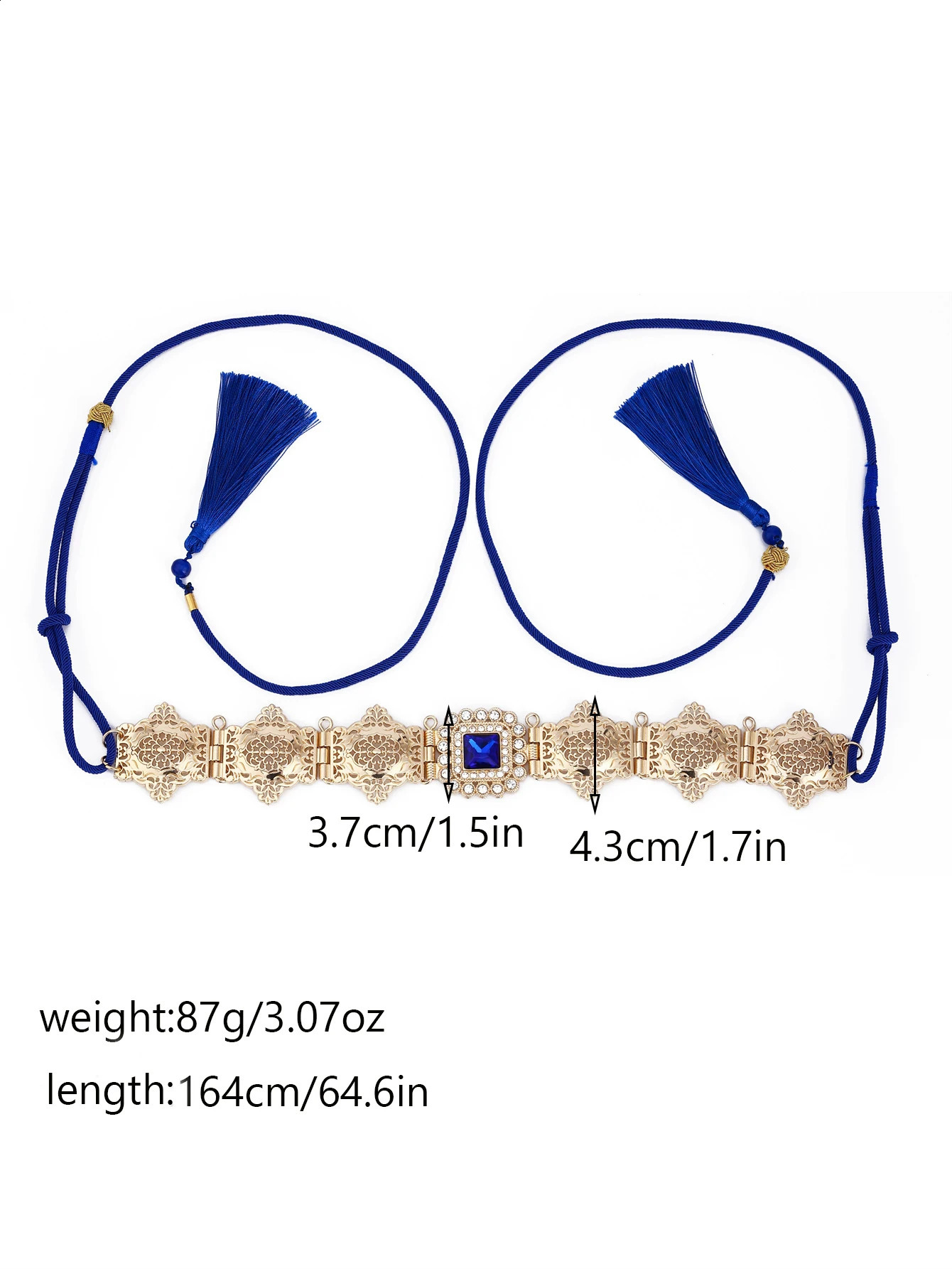 Gold Color Women Tassels Belt Morocco Hand Rope Waist Chain Arabic Crystal Bride Dress Waist Chain 241227