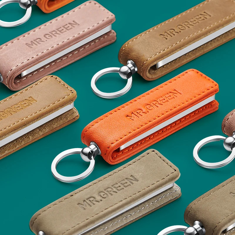 MR.GREEN Nail Clippers With Cow Leather Portable Ultra-Thin Nail Cutter Colorful Fingernail Scissors Manicure Tools Key Chain 241223