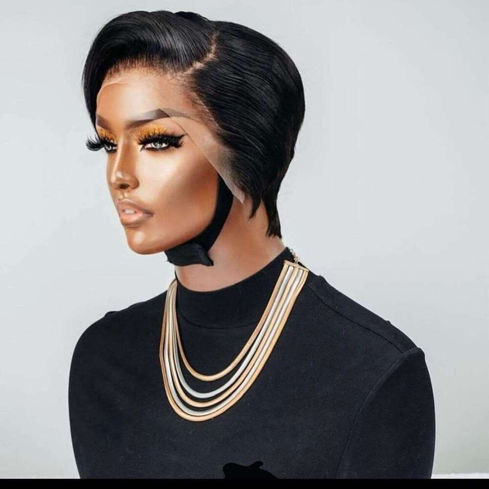Ladies' 13 * 4 Front Lace Full Short Straight Hair, Real Hair Headband, E-Cut Kq2 Kq2