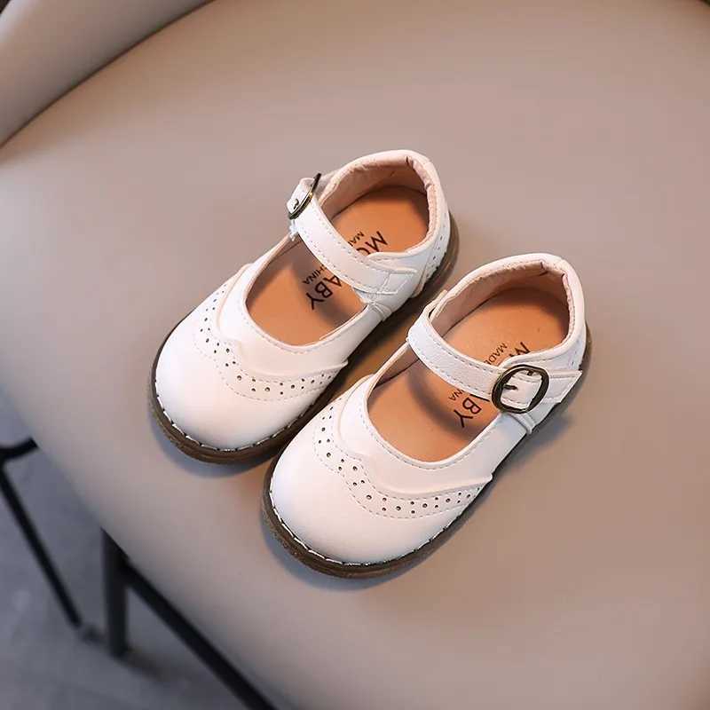 Girls Mary Janes Elegant Classic British Sle Solid Color Childrens Leather Boots 21-30 Baby Spring Summer Childrens Flat Shoes W241228