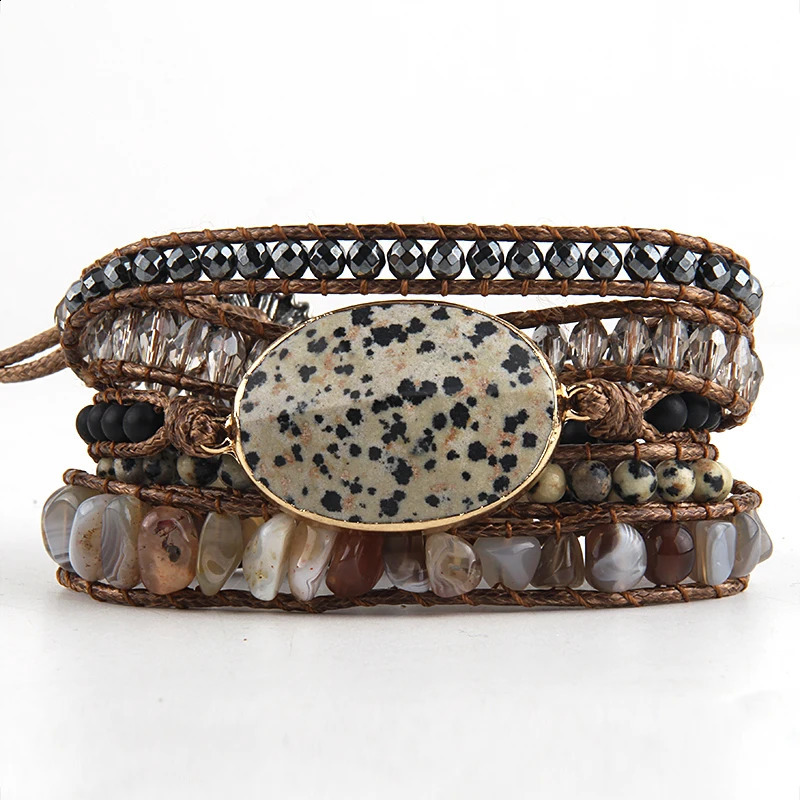 Fashion Bohemian Jewelry Bracelet Mixed Natural Stones Charm Wrap Handma Bracelets Women Festival Gift 241227